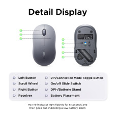 Маніпулятор миша бездротова UGREEN M331 Multi-mode Wireless Mouse Grey