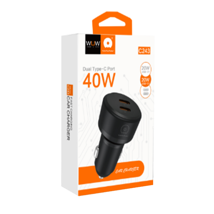 Автомобільний зарядний пристрій WUW-C243 PD20W+ PD20W black