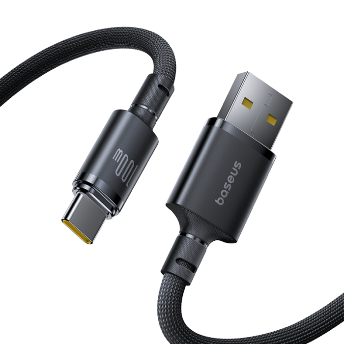 Кабель Baseus New Braided Fast Charging Cable USB-A to USB-C 100W/7.5W 1m Cosmic Black