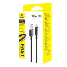 Кабель Baseus New Braided Fast Charging Cable USB-A to USB-C 100W/7.5W 1m Cosmic Black