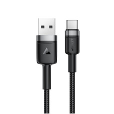 Кабель ACEFAST C22-04, USB to Type-C, 3A, 1.2m, Nylon Braid, Aluminum Alloy + TPE connectors, Black