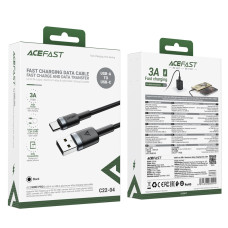 Кабель ACEFAST C22-04, USB to Type-C, 3A, 1.2m, Nylon Braid, Aluminum Alloy + TPE connectors, Black