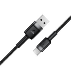 Кабель ACEFAST C22-04, USB to Type-C, 3A, 1.2m, Nylon Braid, Aluminum Alloy + TPE connectors, Black