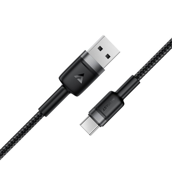 Кабель ACEFAST C22-04, USB to Type-C, 3A, 1.2m, Nylon Braid, Aluminum Alloy + TPE connectors, Black