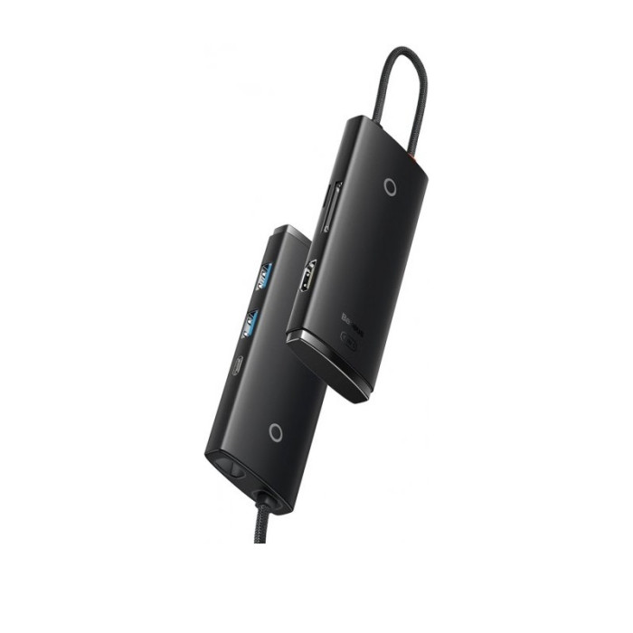 USB-хаб Baseus Lite Series 6-Port Type-C HUB Docking Station (Type-C to HDMI+USB3.0*2+Type-C Data+SD/TF) Black