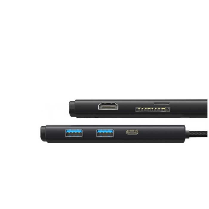 USB-хаб Baseus Lite Series 6-Port Type-C HUB Docking Station (Type-C to HDMI+USB3.0*2+Type-C Data+SD/TF) Black