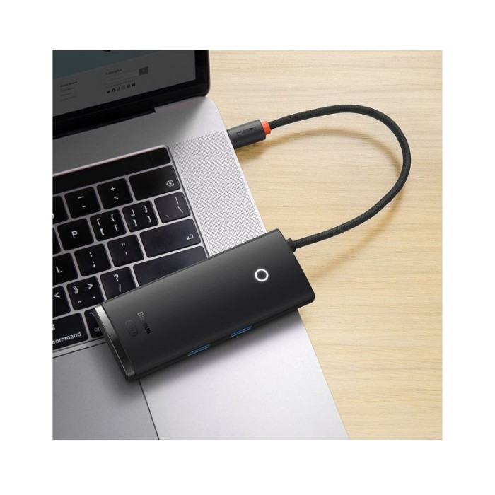 USB-хаб Baseus Lite Series 6-Port Type-C HUB Docking Station (Type-C to HDMI+USB3.0*2+Type-C Data+SD/TF) Black