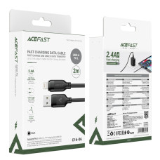 Кабель ACEFAST C16-06, USB to iP, 2.4A, 2m, TPE, TPU connectors, Black