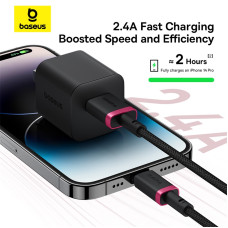 Кабель Baseus Dura Series Fast Charging Cable USB to iP 2.4A 1m Red+Black