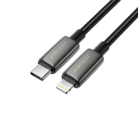 Кабель ACEFAST C23-01, USB to iP, 30W,1.2m, Nylon, Zinc alloy + TPE connectors, Black