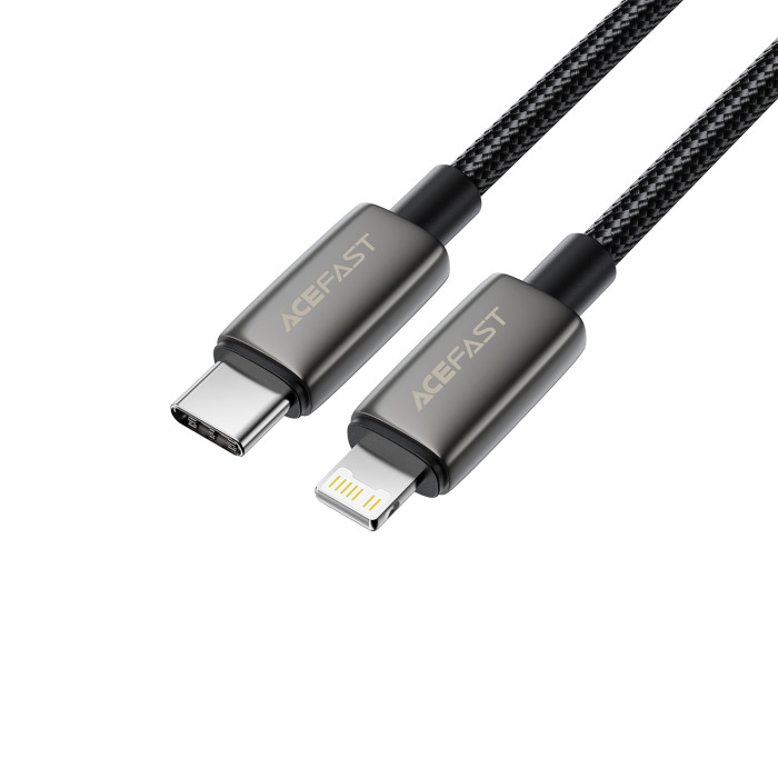 Кабель ACEFAST C23-01, USB to iP, 30W,1.2m, Nylon, Zinc alloy + TPE connectors, Black