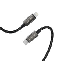 Кабель ACEFAST C23-01, USB to iP, 30W,1.2m, Nylon, Zinc alloy + TPE connectors, Black