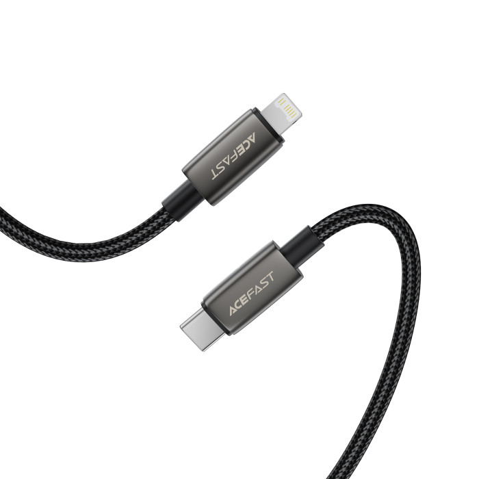 Кабель ACEFAST C23-01, USB to iP, 30W,1.2m, Nylon, Zinc alloy + TPE connectors, Black