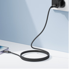 Кабель ACEFAST C23-01, USB to iP, 30W,1.2m, Nylon, Zinc alloy + TPE connectors, Black