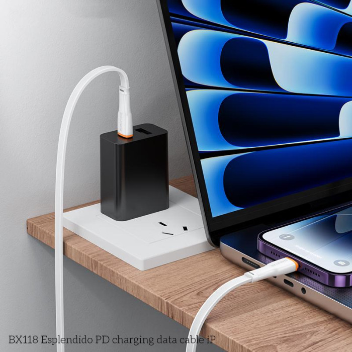 Кабель BOROFONE BX118 Esplendido PD charging data cable iP White
