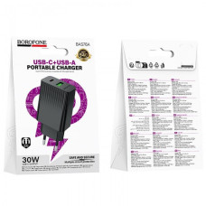 Мережевий зарядний пристрій BOROFONE BAS76A Source PD30W+QC3.0 charger Black