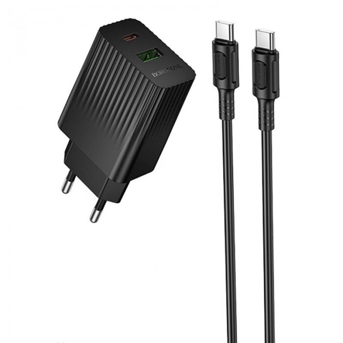 Мережевий зарядний пристрій BOROFONE BAS76A Source PD30W+QC3.0 charger set(C to C) Black