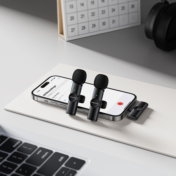 Бездротова мікрофонна система BOROFONE BFK16A Winner dual-mic (Lightning) Black