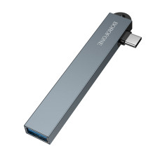 USB-хаб BOROFONE FH1A 4-in-1 converter(Type-C to USB2.0*3+USB3.0) Metal Gray