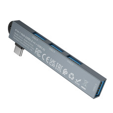 USB-хаб BOROFONE FH1A 4-in-1 converter(Type-C to USB2.0*3+USB3.0) Metal Gray