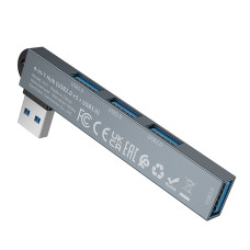 USB-хаб BOROFONE FH1 4-in-1 converter(USB to USB2.0*3+USB3.0) Metal Gray