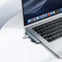 USB-хаб BOROFONE FH1 4-in-1 converter(USB to USB2.0*3+USB3.0) Metal Gray