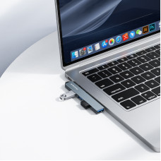 USB-хаб BOROFONE FH1 4-in-1 converter(USB to USB2.0*3+USB3.0) Metal Gray