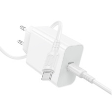 Мережевий зарядний пристрій з кабелем BOROFONE BA107A Stellar single port PD30W charger set (C to C) (EU) White