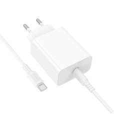 Мережевий зарядний пристрій з кабелем BOROFONE BA107A Stellar single port PD30W charger set (C to C) (EU) White