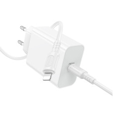 Мережевий зарядний пристрій з кабелем BOROFONE BA107A Stellar single port PD30W charger set (C to iP) (EU) White