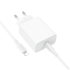 Мережевий зарядний пристрій з кабелем BOROFONE BA107A Stellar single port PD30W charger set (C to iP) (EU) White