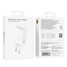 Мережевий зарядний пристрій BOROFONE BA109A Star single port PD40W charger (EU) White