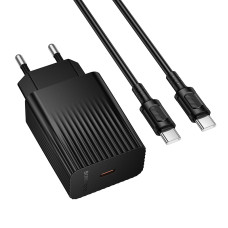 Мережевий зарядний пристрій з кабелем BOROFONE BAS75A Source single port PD30W charger set (C to C) (EU) Black