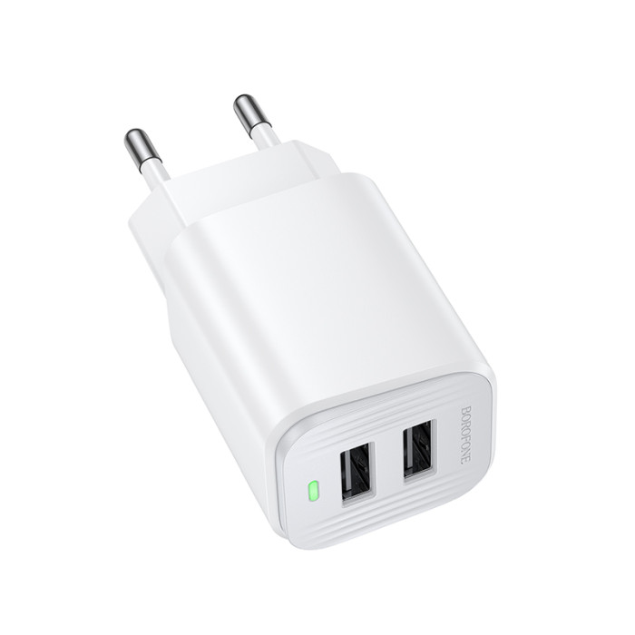 Мережевий зарядний пристрій BOROFONE BAS81A Star dual-port charger (EU) White