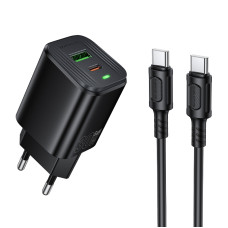 Мережевий зарядний пристрій BOROFONE BAS85A Star PD30W+QC3.0 charger set (C to C) (EU) Black