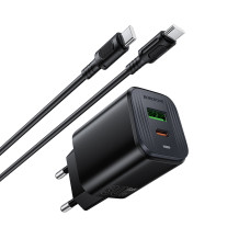 Мережевий зарядний пристрій BOROFONE BAS85A Star PD30W+QC3.0 charger set (C to C) (EU) Black