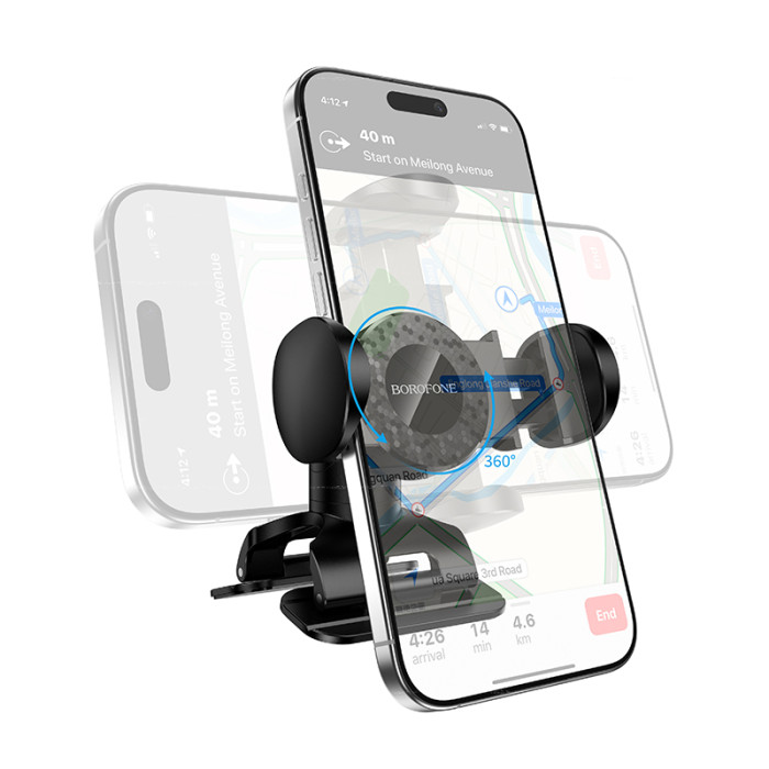 Автотримач для телефона BOROFONE BH142 Support pull clip car holder (center console) Black