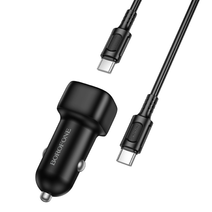 Автомобільний зарядний пристрій BOROFONE BZ34A Cloud single port PD20W car charger set (C to C) Black
