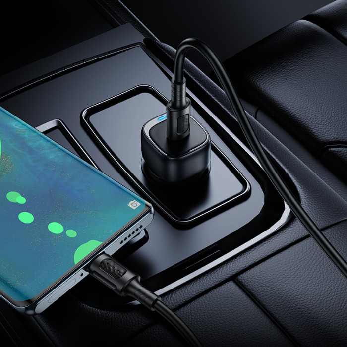 Автомобільний зарядний пристрій BOROFONE BZ34A Cloud single port PD20W car charger set (C to C) Black
