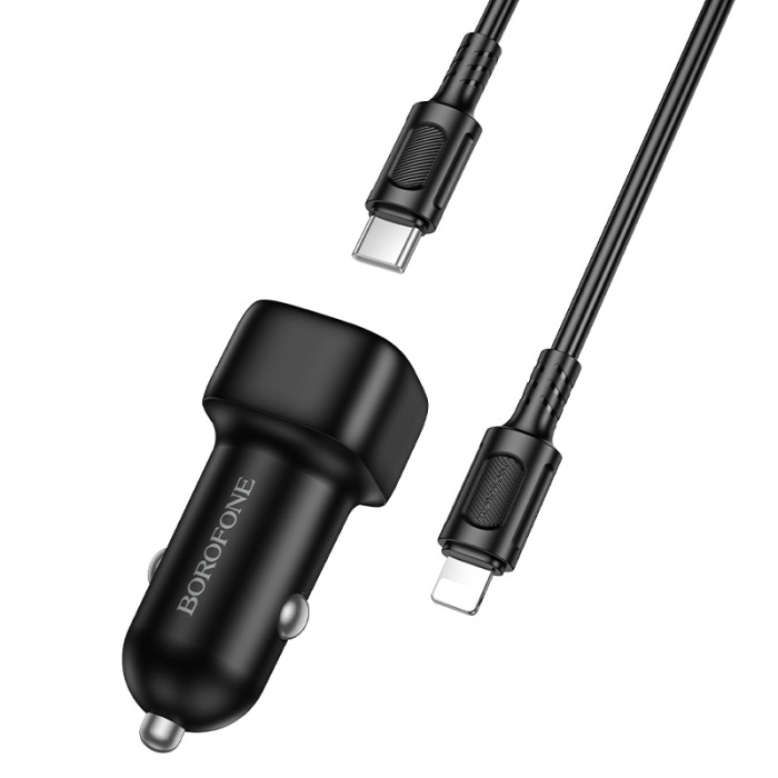 Автомобільний зарядний пристрій BOROFONE BZ34A Cloud single port PD20W car charger set (C to iP) Black