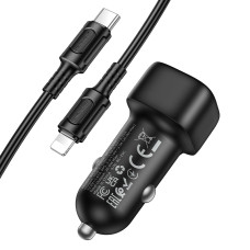 Автомобільний зарядний пристрій BOROFONE BZ34A Cloud single port PD20W car charger set (C to iP) Black