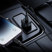 Автомобільний зарядний пристрій BOROFONE BZ34A Cloud single port PD20W car charger set (C to iP) Black