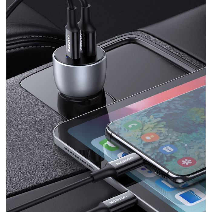 Автомобільний зарядний пристрій UGREEN CD213 2-Port Fast Car Charger gray