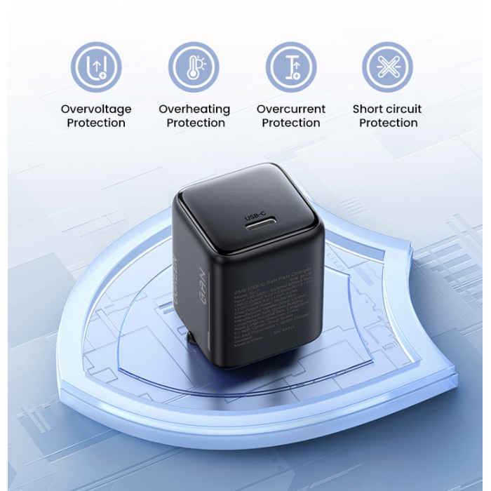 Мережевий зарядний пристрій UGREEN X517 25W USB-C GaN Fast Charger Black