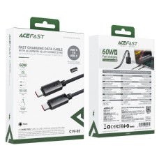Кабель ACEFAST C19-03, Type-C to Type-C, 60W, 1.2m, Nylon Braid, Aluminum Alloy connectors, Black