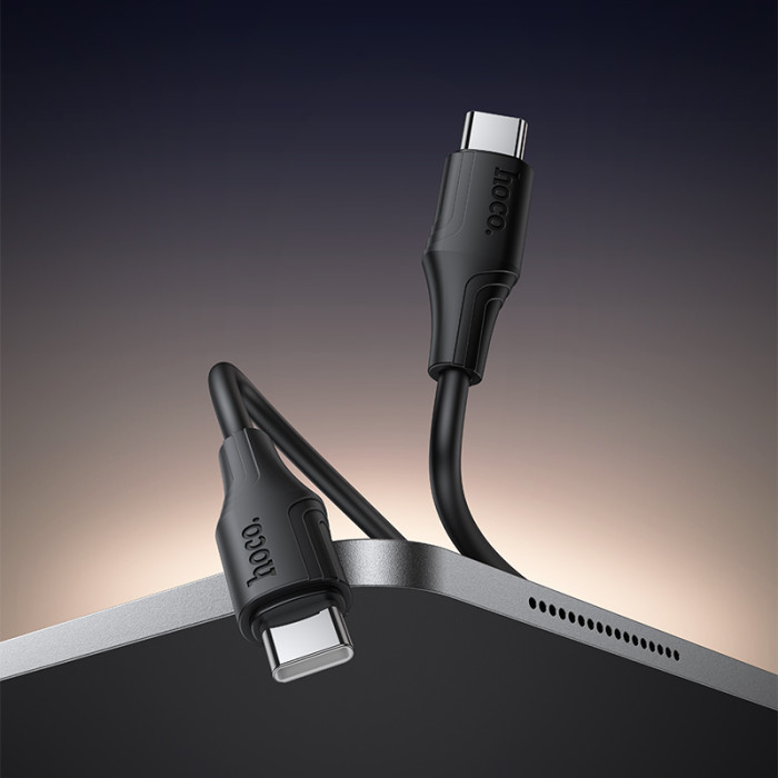 Кабель HOCO X124 Bien 60W silicone charging data cable C to C Black