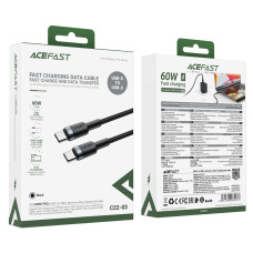 Кабель ACEFAST C22-03, Type-C to Type-C, 60W, 3A, 1.2m, Nylon Braid, Aluminum Alloy + TPE connectors, Black