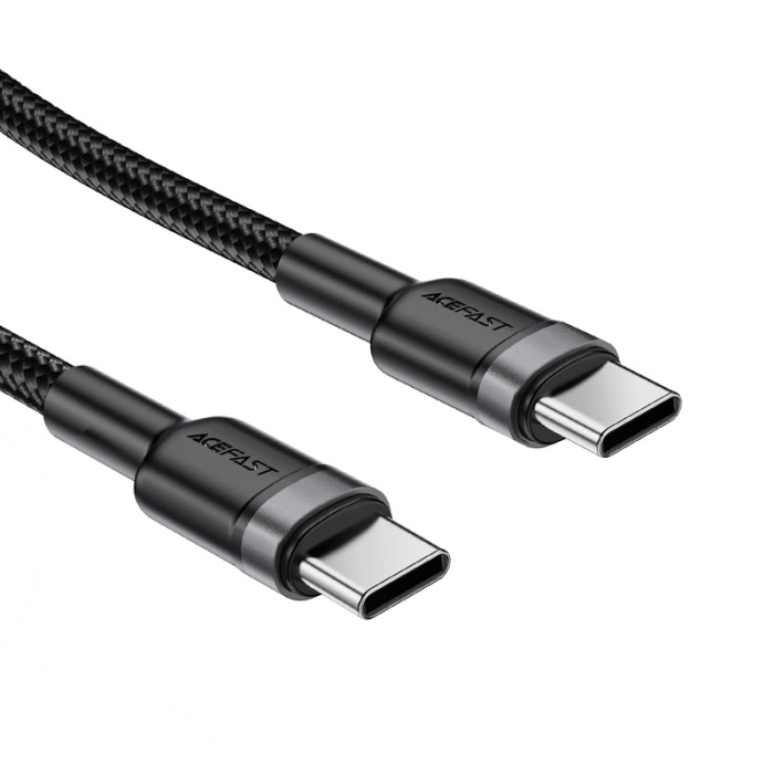 Кабель ACEFAST C22-03, Type-C to Type-C, 60W, 3A, 1.2m, Nylon Braid, Aluminum Alloy + TPE connectors, Black