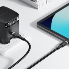 Кабель ACEFAST C22-03, Type-C to Type-C, 60W, 3A, 1.2m, Nylon Braid, Aluminum Alloy + TPE connectors, Black