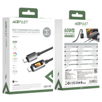 Кабель ACEFAST C21-03, Type-C to Type-C, 60W, 1.2m, Nylon, Aluminum Alloy connectors, Black